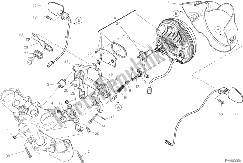 Todas las partes para Faro de Ducati Scrambler Cafe Racer 803 2019